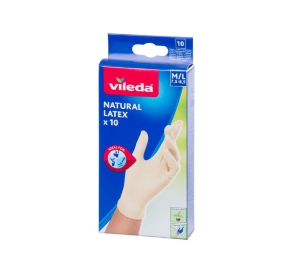 Vileda Natural Latex gloves, size S/M, 10 pairs