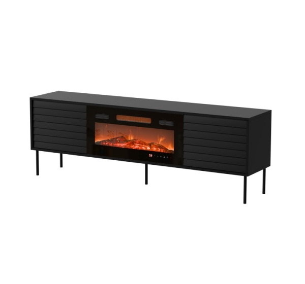 Cama CORTINA TV cabinet 180x40x60 black + black fireplace