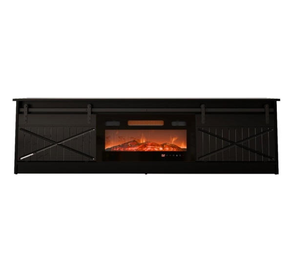 RTV GRANERO + fireplace cabinet 200x56.7x35 black/black gloss