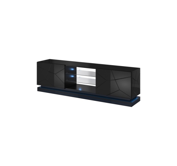 Cama TV cabinet QIU 200 MDF black gloss/black gloss
