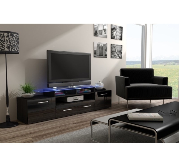 Cama TV stand EVORA 200 wenge/black gloss