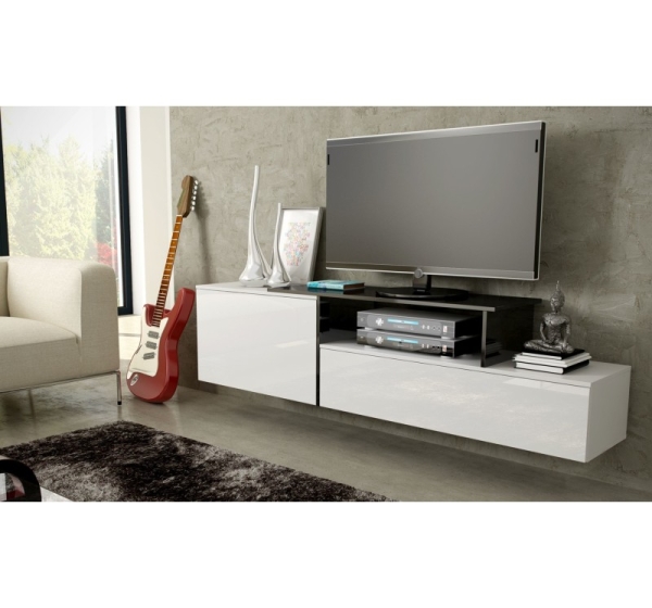 Cama TV cabinet SIGMA 3 180 white/white gloss + black
