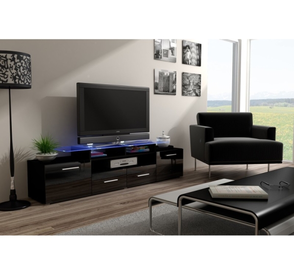Cama TV stand EVORA 200 black/black gloss