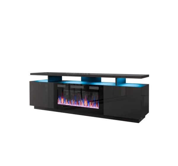RTV EVA cabinet with electric fireplace 180x40x52 cm graphite/glossy graphite