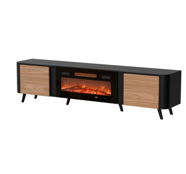 Cama Volare RTV cabinet 200 x 39 x 49 cm black/walnut + fireplace