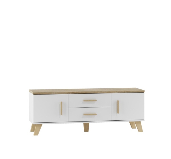Cama RTV stand LOTTA 140cm white + sonoma oak