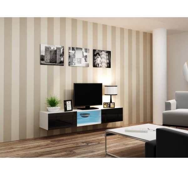 Cama TV stand VIGO GLASS 30/180/40 white/black gloss