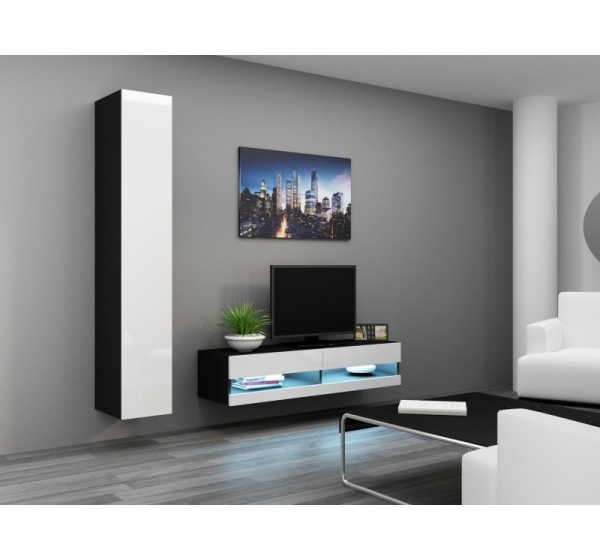 Cama TV stand VIGO NEW 30/140/40 black/white gloss