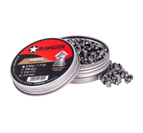 4.5 mm RANGER Diabolo Professional Sharp Grooved Point 500 pellets