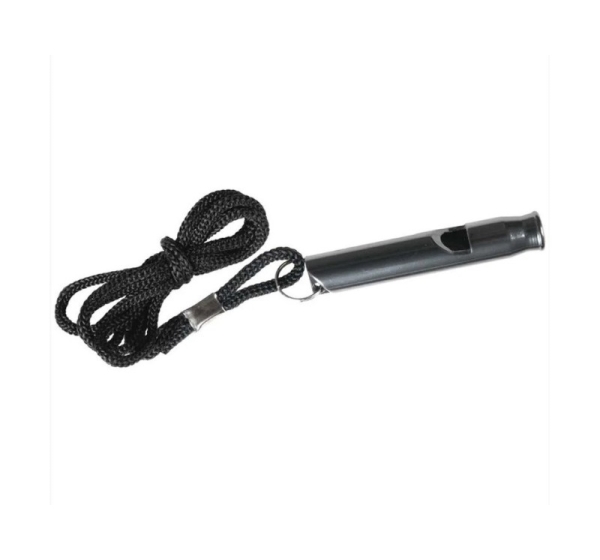 Survival whistle, aluminium , black