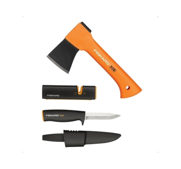 CAMPING SET: X5 AXE + KNIFE + SHARPENER