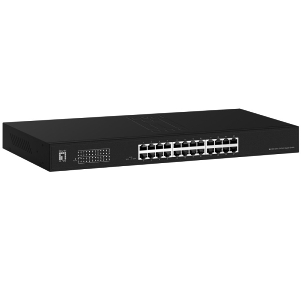 LevelOne Switch 24x GE GEU-2431 19\" Rack Mount Kit Unmanaged Gigabit Ethernet (10/100/1000) 1U Black