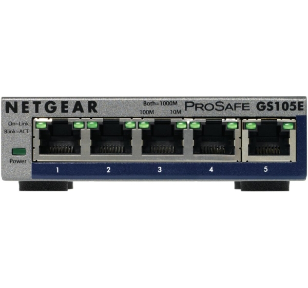 NETGEAR GS105E-200PES network switch Managed L2/L3 Gigabit Ethernet (10/100/1000) Grey