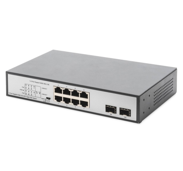 Digitus DN-95140 network switch Unmanaged Gigabit Ethernet (10/100/1000) Power over Ethernet (PoE) Black, Silver