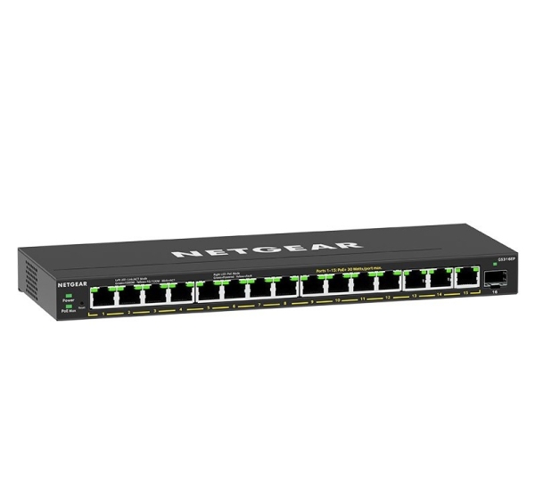 NETGEAR GS316EP Managed Gigabit Ethernet (10/100/1000) Power over Ethernet (PoE) Black