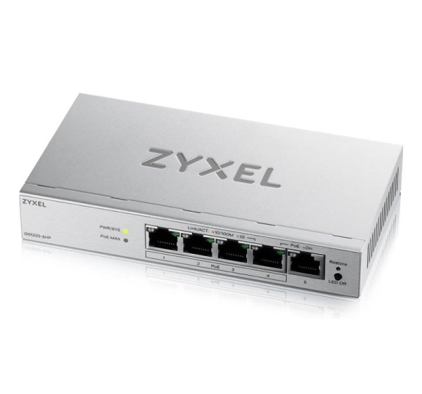 Zyxel GS1200-5HPV3 Managed L2 Gigabit Ethernet (10/100/1000) Power over Ethernet (PoE) Desktop Grey