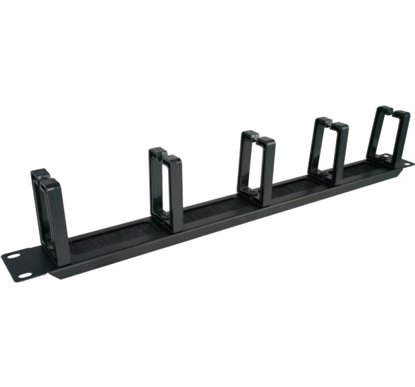 Alantec PK048 1U 19" cable organizer with brushed grommet, 5 plastic holders