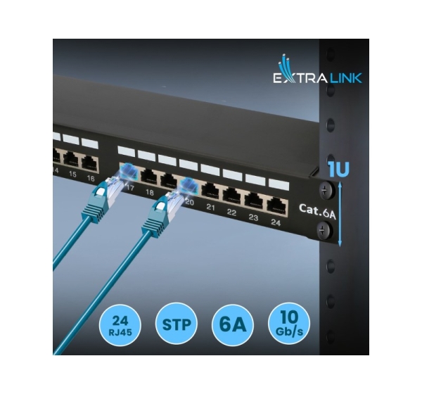 Patch Panel - Extralink CAT6A STP, 24 ports