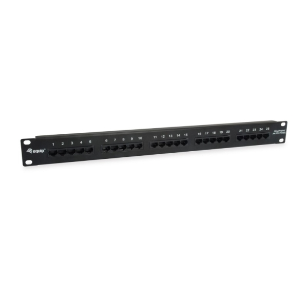 Equip 25-Port Cat.3 RJ45 ISDN Patch Panel, Black