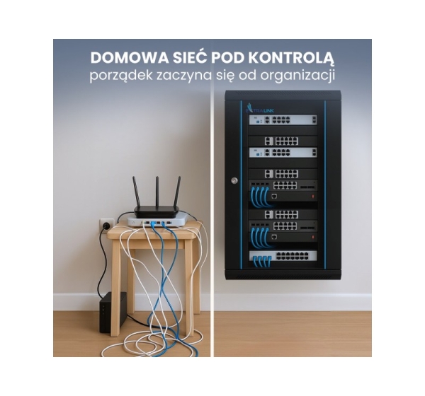 Extralink Rackmount cabinet 18U 600x450 Black wall mounted