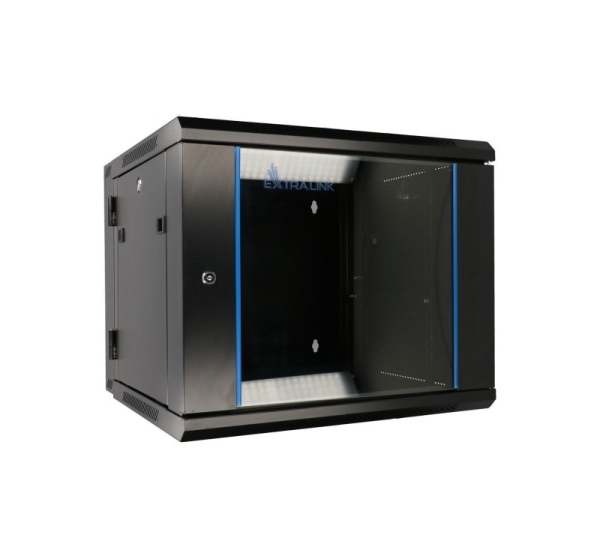 Extralink Rackmount cabinet 6U 600x600 AZH Black wall mounted, swing type