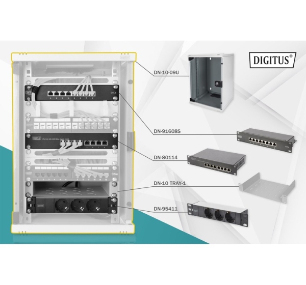 Digitus Network Set - 254 mm (10") - 9U, 312 x 300 mm (W xD)