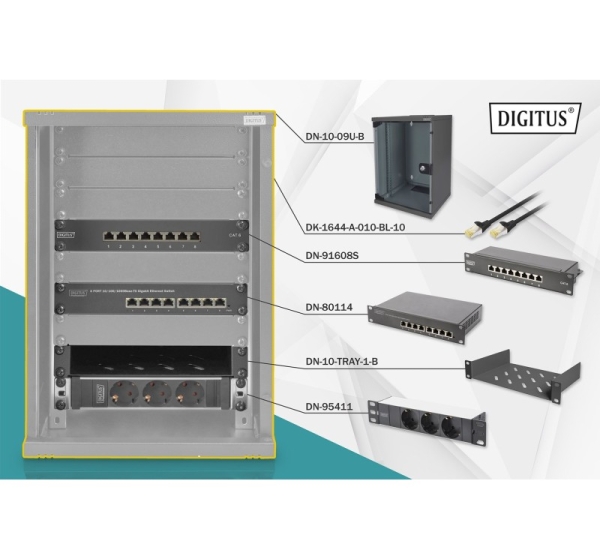 Digitus Network Set - 254 mm (10") - 9U, 312 x 300 mm (W xD)