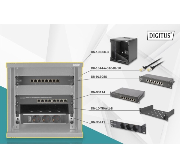 Digitus Network Set - 254 mm (10") - 6U, 312 x 300 mm (W xD)