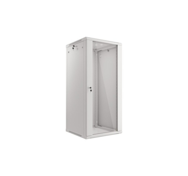 Lanberg wall-mounted installation rack cabinet 19'' 27U 600x600mm gray (glass door)
