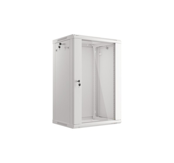 Lanberg wall-mounted installation rack cabinet 19'' 18U 600x450mm gray (glass door)