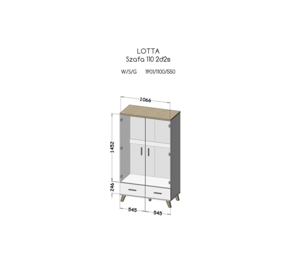 Cama wardrobe LOTTA 2D2D white + sonoma oak