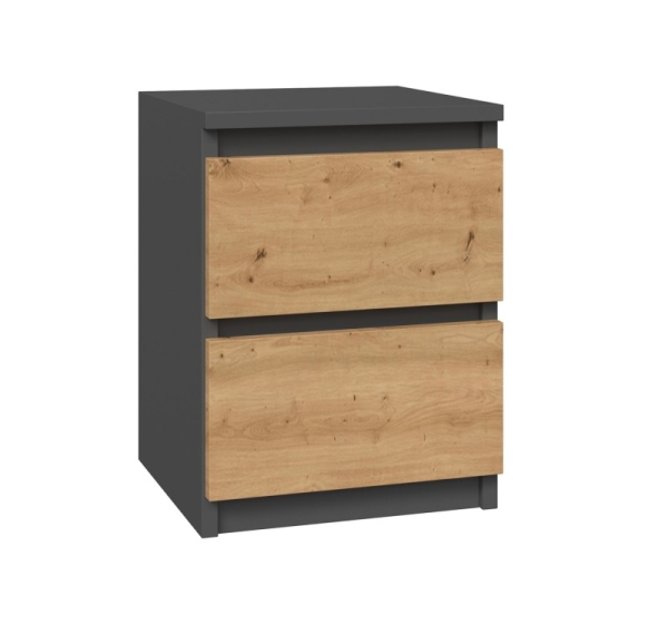 Topeshop M2 ANTRACYT/ARTISAN nightstand/bedside table 2 drawer(s) Anthracite, Oak, Wood