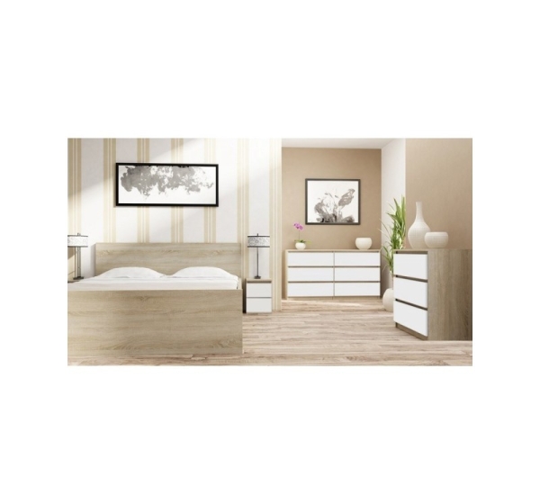 Topeshop M2 SONOMA MIX nightstand/bedside table 2 drawer(s) Oak, White