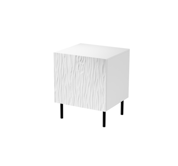 Bedside table 2 pcs. JUNGLE 53.5x40.5x44 white matt + black legs