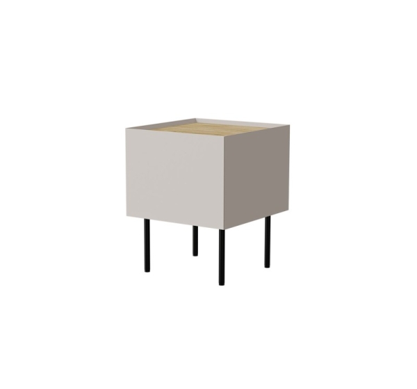 Cama Bedside table, 2 pcs, FELLINI, 40x41x60, cashmere + oiled oak top