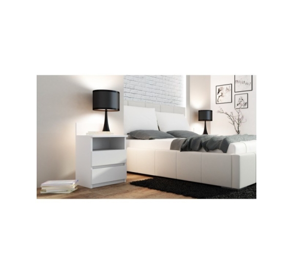 Topeshop M1 BIEL MAT nightstand/bedside table 2 drawer(s) White