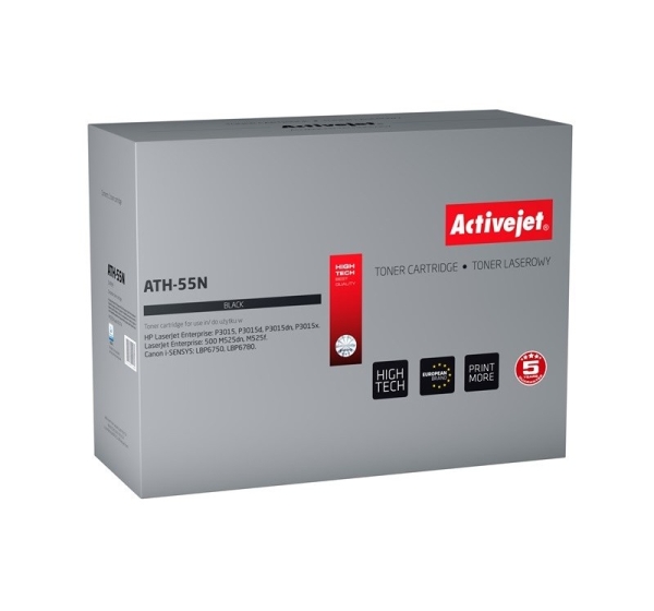 Activejet ATH-55N Toner (replacement for HP 55A CE255A, Canon CRG-724; Supreme; 6000 pages; black)