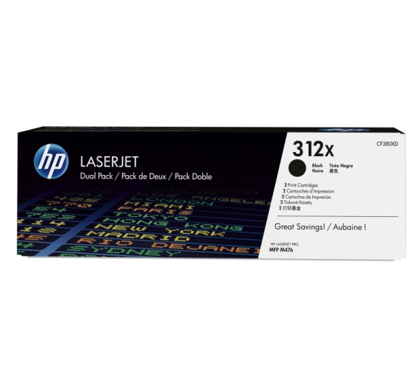 HP 312X 2-pack High Yield Black Original LaserJet Toner Cartridges