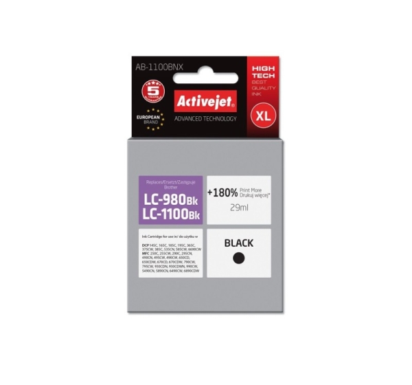 Activejet AB-1100BNX ink (replacement for Brother LC1100/LC980Bk; Supreme; 29 ml; black)