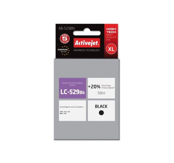 Activejet AB-529BN Ink (replacement for Brother LC529BK; Supreme; 58 ml; black)