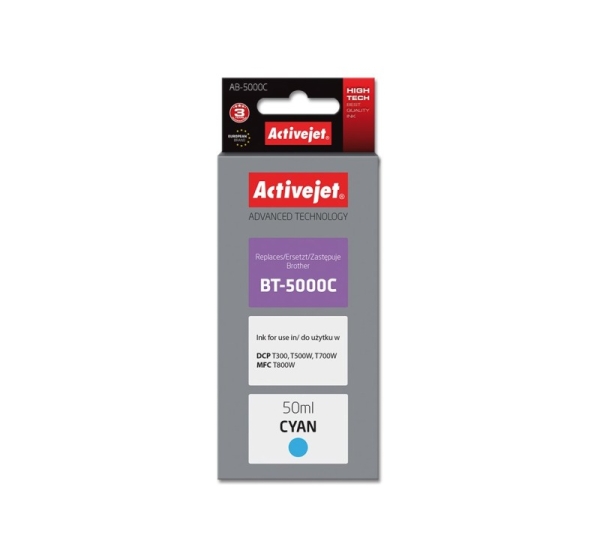 Activejet AB-5000C Ink Bottle (replacement for Brother BT-5000C; Supreme; 50 ml; 5000 pages, cyan)