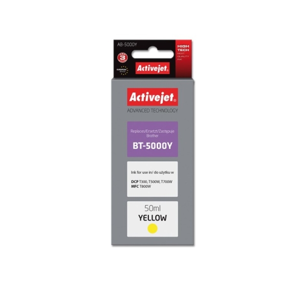 Activejet AB-5000Y Ink Bottle (replacement for Brother BT-5000Y; Supreme; 50 ml; 5000 pages, yellow)