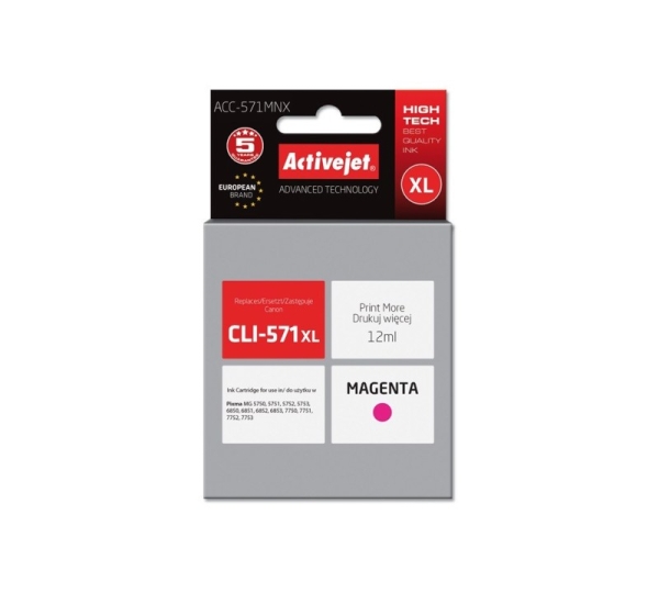 Activejet ACC-571MNX Ink (replacement for Canon CLI-571XLM; Supreme; 12 ml; magenta)