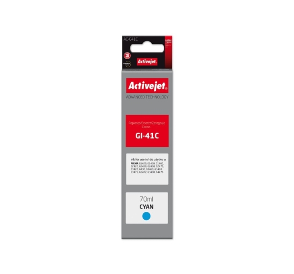 Activejet AC-G41C Ink Bottle (Replacement Canon GI-41C 4543C001; Supreme; 70 ml; Cyan)