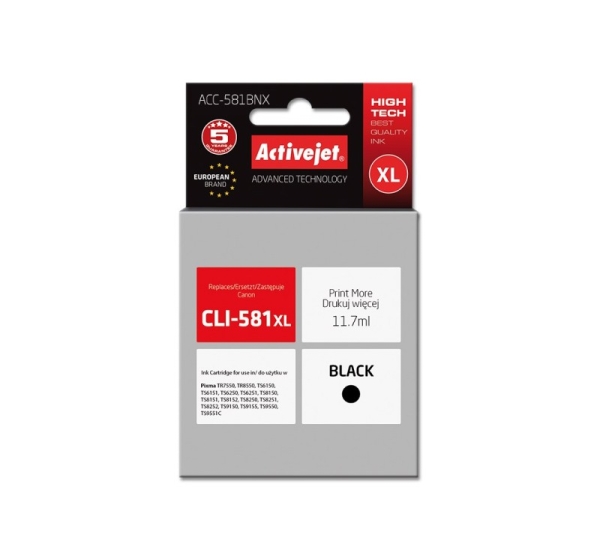 Activejet ACC-581BNX ink (replacement for Canon CLI-581XLBk; Supreme; 11,70 ml; black)