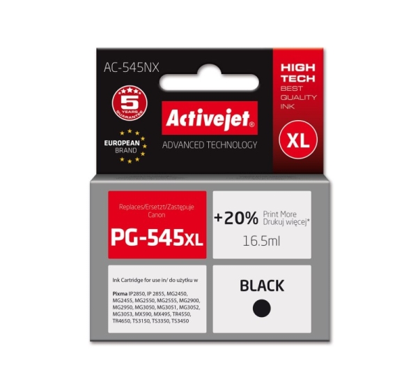 Activejet AC-545NX Ink (replacement for Canon PG-545XL; Supreme; 16.5ml; Black)