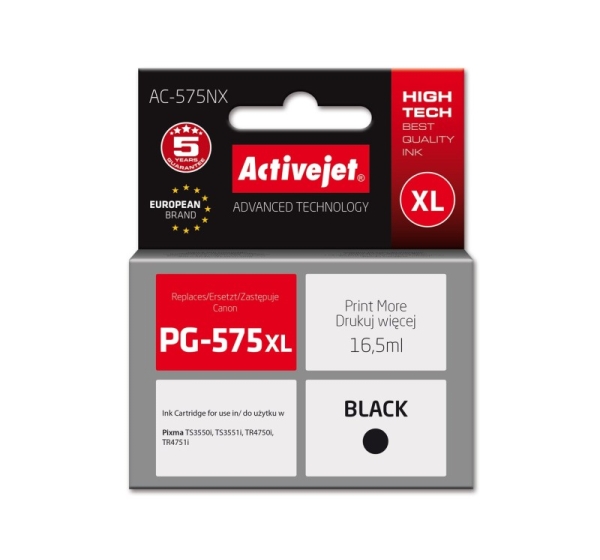 Activejet AC-575NX Ink for Canon printer, replacement Canon PG-575XL; Supreme; 16,5 ml; black