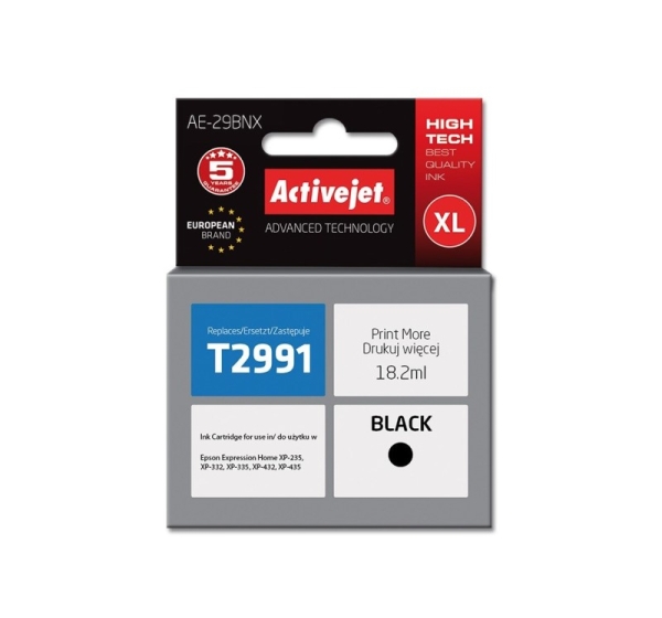 Activejet AE-29BNX Ink cartridge (replacement for Epson 29XL T2991; Supreme; 18 ml; black)