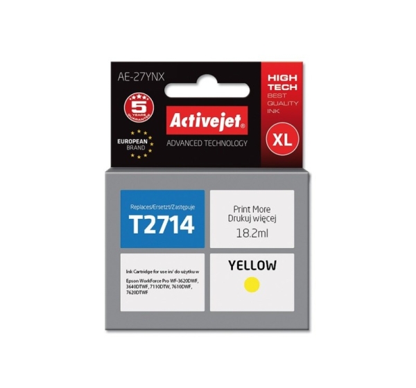 Activejet AE-27YNX Ink (replacement for Epson 27XL T2714; Supreme; 18 ml; yellow)