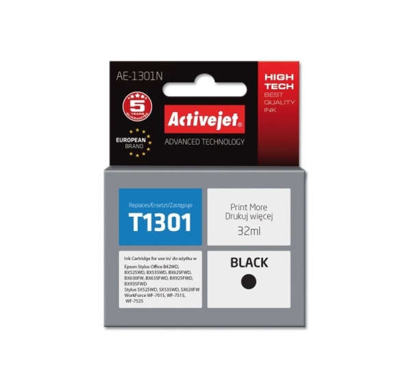 Activejet AE-1301N Ink cartridge (replacement for Epson T1301; Supreme; 32 ml; black)